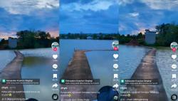 Viral Pemotor Perempuan Lintasi Jalan Kecil di Tengah Danau, Netizen: Ujian Praktik SIM C