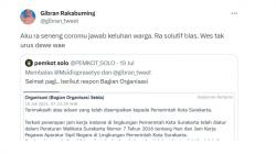 Gibran Kesal Admin Pemkot Solo Kirim Gambar Pasal Jawab Keluhan Warga: Ra Solutif Blas