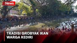Ratusan Warga Kediri Lakukan Tradisi Grobyak Ikan saat Peringati Bulan Suro
