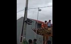 Warga Kendari Geram, Motor Pencuri Solar Digantung di Tiang Listrik