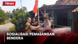 Pemerintah Desa Blora Bersama Polisi Sosialisasi Pemasangan Bendera Merah Putih Jelang Hari Kemerdekaan