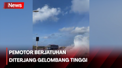  Viral! Detik-Detik Pemotor Berjatuhan Diterjang Gelombang Tinggi di Maldives