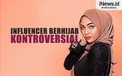 Infografis Oklin Fia Influencer Berhijab Kontroversial yang Viral Gara-gara Makan Es Krim