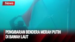 Sambut Hari Kemerdekaan RI ke-78, Tim SAR Gabungan Kibarkan Bendera di Perairan Laut Parepare 