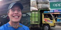 Viral Bule Melongo sampai Takjub Lihat Truk di Indonesia Bawa Barang Banyak, Warganet Banjir Komentar Kocak