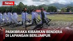Lapangan Penuh Lumpur, Paskibraka  Kibarkan Merah Putih di Sebatik