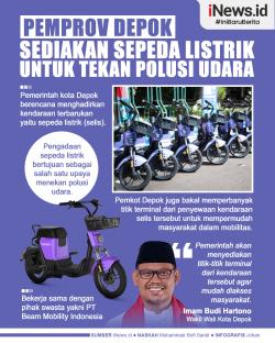 Infografis Pemkot Depok Tekan Polusi Udara dengan Sepeda Listrik 