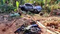 Kecelakaan di Pangandaran, Strada Triton dan Motor Masuk Jurang usai Tabrakan, 3 Luka
