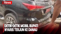 Video Detik-Detik Mobil Bupati Pulau Taliabu Nyaris Terjun ke Danau 