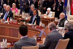 Momen Jokowi Duduk Diapit Joe Biden dan Narendra Modi di KTT G20 India