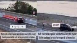 Viral Aksi Emak-Emak Putar Balik di Tol Palembang, Turun Mobil Geser Pembatas Jalan