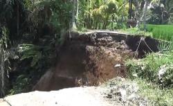 Jalan Desa di Gianyar Ambles Sedalam 70 Meter, Akses Warga Terputus
