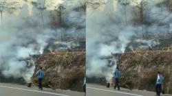 Alang-alang di Sisi Jalan Tol Cipularang Km 112 Jalur A Terbakar, Asap Ganggu Pandangan<