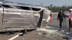 Kecelakaan di Tol Indralaya-Prabumulih, Mobil Rombongan KONI Ogan Ilir Terbalik