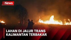 Karhutla, Petugas Berjibaku Padamkan Api hingga Malam di Jalur Trans Kalimantan