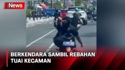 Meresahkan, Aksi Pengendara Motor Berkendara Sambil Rebahan di Depok