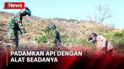 Patroli Karhutla, TNI-Polri dan Satpol PP Padamkan Api dengan Alat Seadanya
