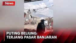 Detik-Detik Puting Beliung Porak-Porandakan Puluhan Kios Pedagang di Pasar Banjaran