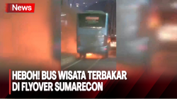 Bus Wisata Terbakar di Flyover Sumarecon, Diduga Akibat Korsleting Listrik