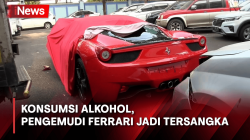 Konsumsi Alkohol, Pengemudi Ferrari yang Tabrak 5 Kendaraan Jadi Tersangka