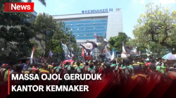 Tuntut Hapus Wacana Jam Kerja, Massa Ojol Nyaris Ricuh Geruduk Kemnaker