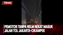 Ngebut, Pemotor Tanpa Helm Nekat Masuk Jalan Tol Jakarta-Cikampek 