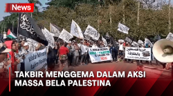 Ratusan Simpatisan Berbendera Tauhid Banjiri Patung Kuda Bela Palestina