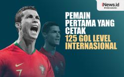 Infografis Cristiano Ronaldo Pemain Pertama yang Cetak 125 Gol Level Internasional