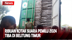 Tiba di Belitung Timur, Ribuan Kotak Suara Pemilu 2024 Terbagi untuk 363 TPS