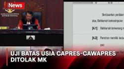 Breaking News! Uji Batas Usia Capres-Cawapres Maksimal 65 Tahun Ditolak MK