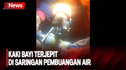Evakuasi Dramatis Kaki Bayi Terjepit di Saringan Pembuangan Air 