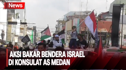 Bela Palestina, Ratusan Ormas di Medan Bakar Bendera Israel di Depan Konsulat AS