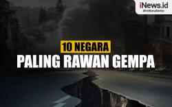 Infografis Daftar 10 Negara Paling Rawan Gempa