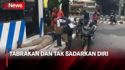 Pengendara Motor Nekat Terobos Lampu Merah Kebayoran Baru, Tabrakan dan Tak Sadarkan Diri