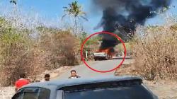 Mobil Rombongan Dinas SDA dan Bina Marga Sultra Terbakar saat Kunker ke Buteng<
