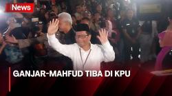 Disambut Pendukung, Ganjar-Mahfud Tiba di KPU Untuk Pengundian Nomor Urut Capres-Cawapres