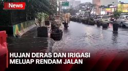 Hujan Deras dan Luapan Aliran Irigasi Rendam Jalan Raya Margonda