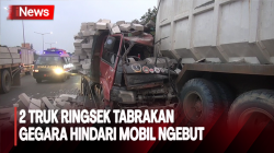 2 Truk Tabrakan di Tol Jakarta - Tangerang Gegara Hindari Mobil Ngebut, Macet Mengular