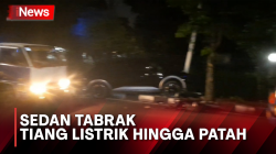  Mobil Listrik Tabrak Tiang Lampu Jalan di Kebayoran Lama, Sopir Diduga Mabuk