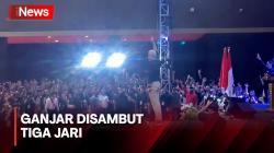 Relawan Acungkan Tiga Jari saat Sambut Ganjar Pranowo di JIExpo<