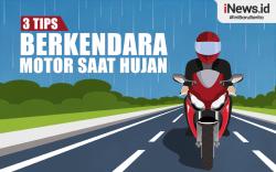 Infografis 3 Tips Berkendara Motor saat Hujan