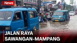 Macet Parah, Jalan Raya Sawangan - Mampang Depok Banjir