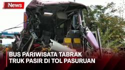Bus Pariwisata SMKN Ngasem Bojonegoro Seruduk Truk Pasir di Tol Pasuruan, 2 Orang Tewas