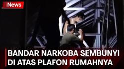 Detik-Detik Polisi Tangkap Bandar Narkoba yang Sembunyi di Atas Plafon Rumahnya