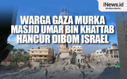 Infografis Warga Gaza Murka Masjid Umar bin Khattab Hancur Dibom Israel