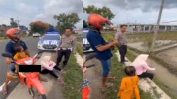 Viral Emak-Emak Ngambek di Pinggir Jalan gegara Suami Beli Motor Warna Merah, Polisi Ikut Bujuk