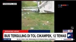 Update Korban Tewas Bus Terguling Tol Cipali Jadi 12 Orang<