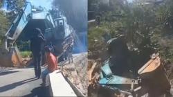 Ngeri, Kecelakaan Ekskavator Jatuh ke Jurang Sedalam 20 Meter di Enrekang<