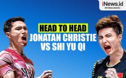 Infografis Head to Head Jonatan Christie Vs Shi Yu Qi di Semifinal BWF World Tour Finals 2023 
