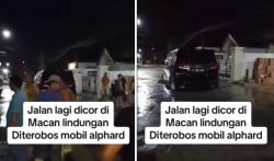 Viral Pengemudi Alphard Terobos Jalan Lagi Dicor, Mobil Terjebak Jadi Tontonan Warga
